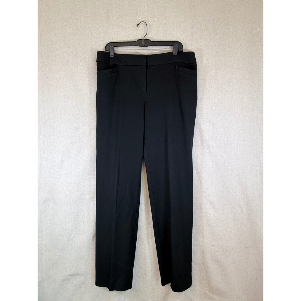 Chicos Black Straight Leg Dress Pants Womens Size 2 Regular Stretch Trousers